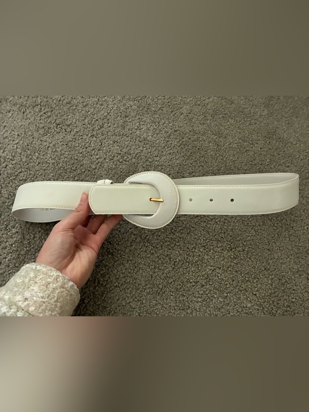 white leather belt